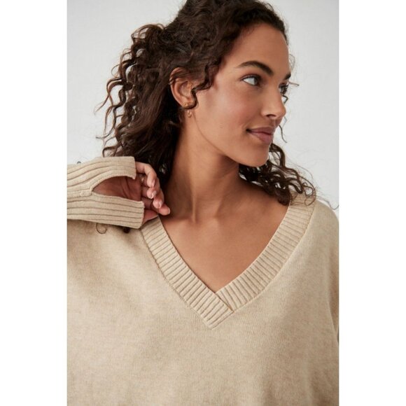 Free People Orion A Line Tunic Sweater Neutral Size Small - Picture 2 of 9